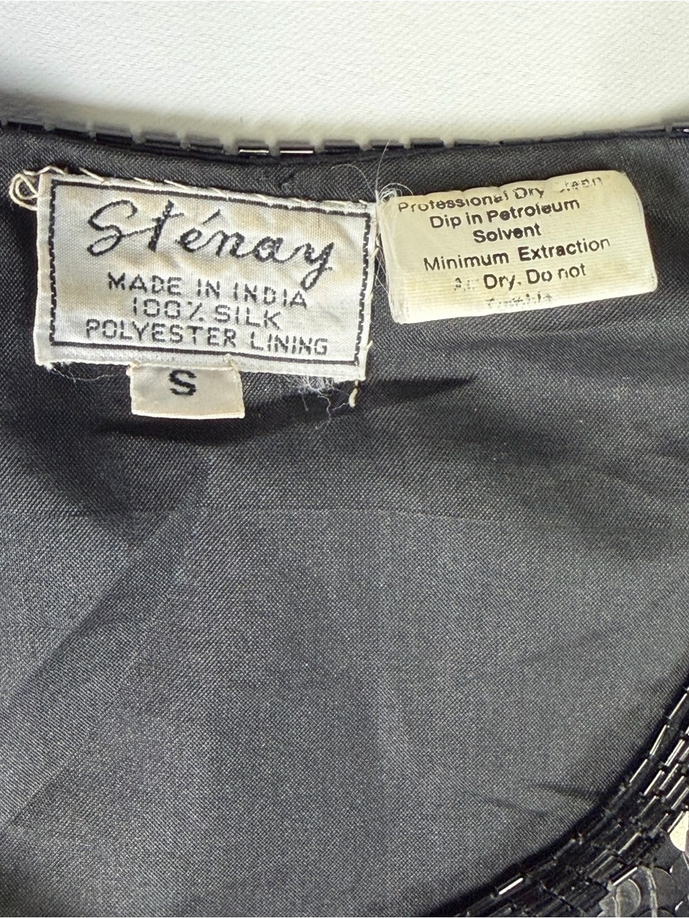 Stunning Stenay Silk and Sequin Vintage Black Jacket - Excellent Quality - Sm - Picture 12 of 16